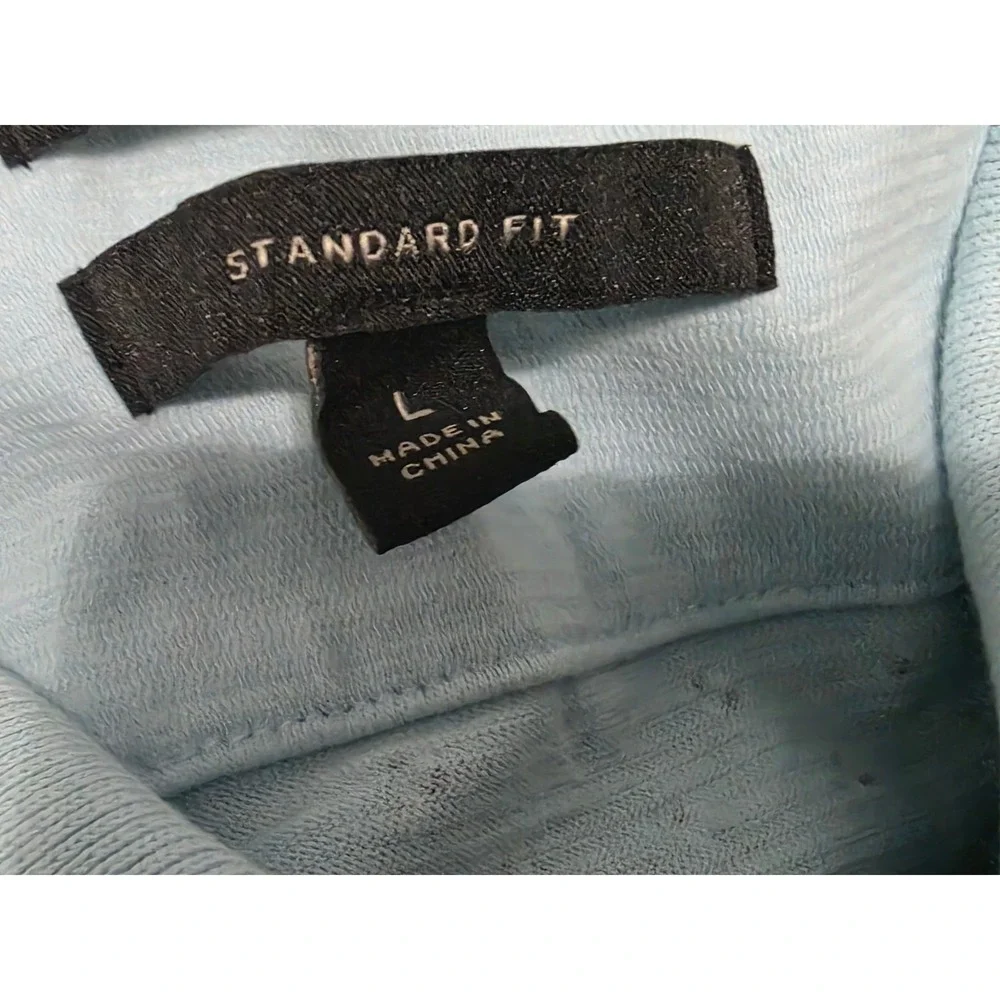 Banana Republic Luxury‎ Touch Polo Shirt Mens Large Light Blue Geometric Print L